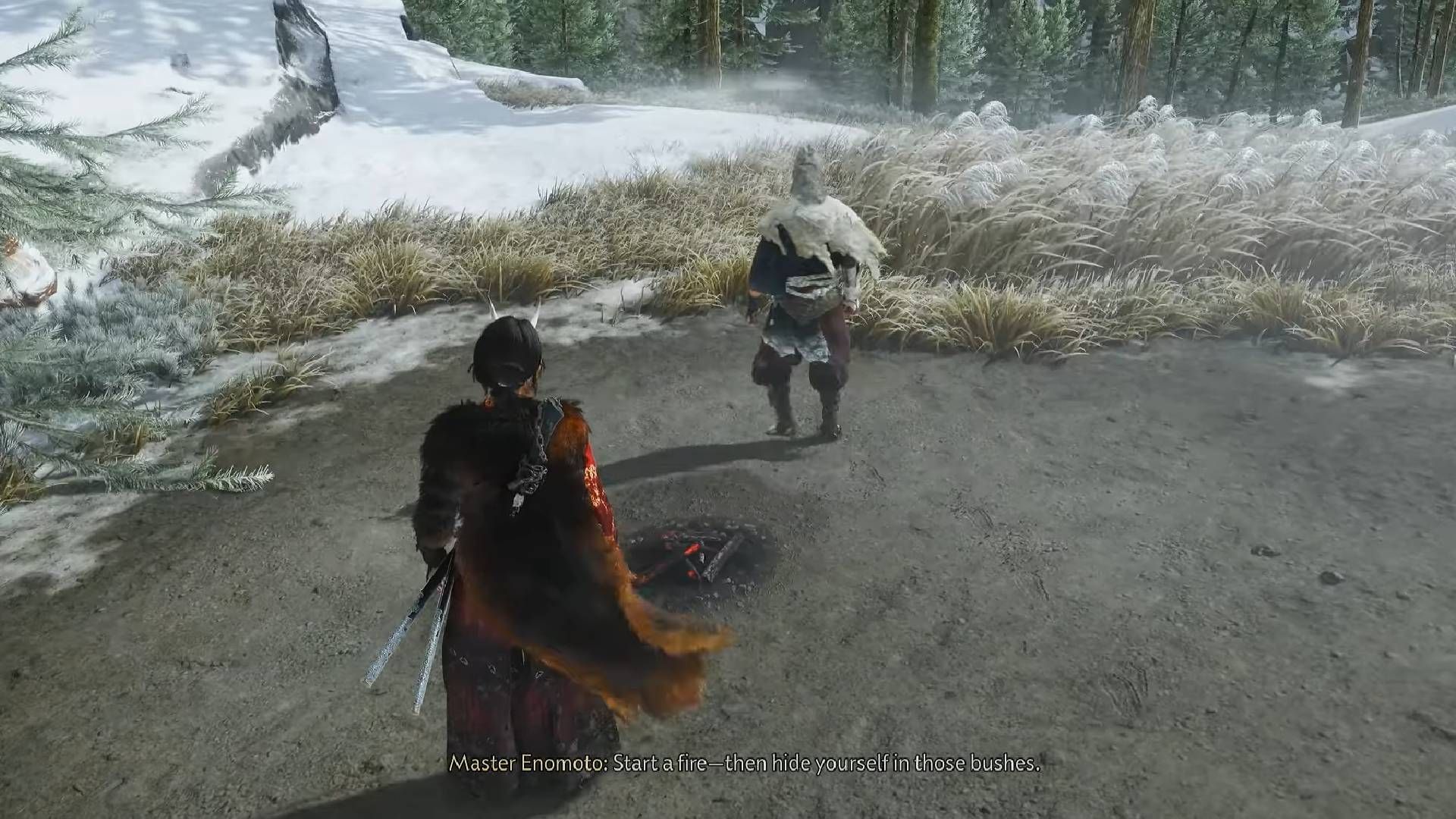 Set a fire in the campsite (Image via Sucker Punch Productions || YouTube@WoW Quests)