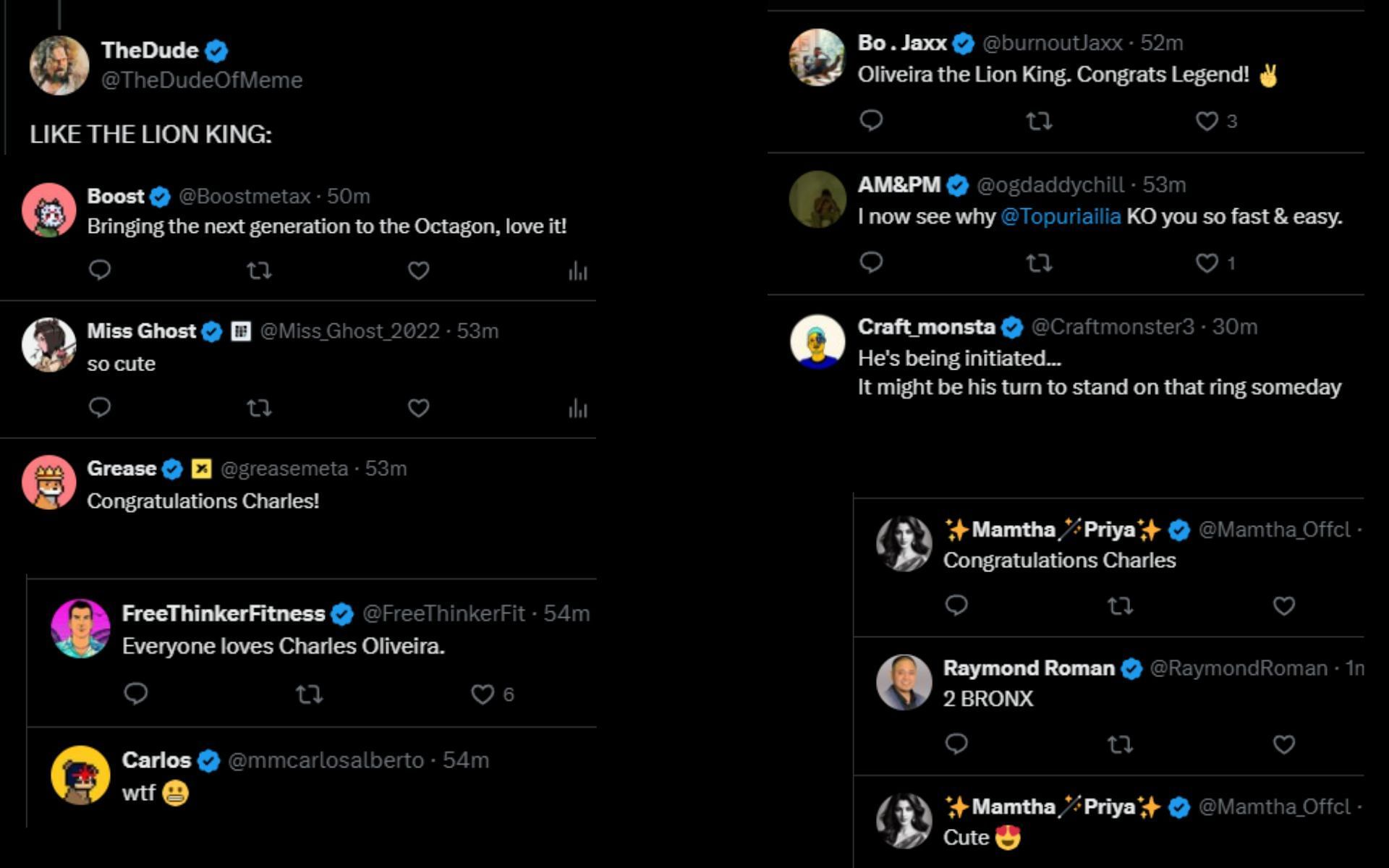 Fans react to Charles Oliveira&#039;s video with his son. [Screenshots courtesy: @ufc on X]