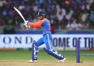 Tilak Varma durante suas entradas de 69 de 53 bolas. (Créditos: Getty)