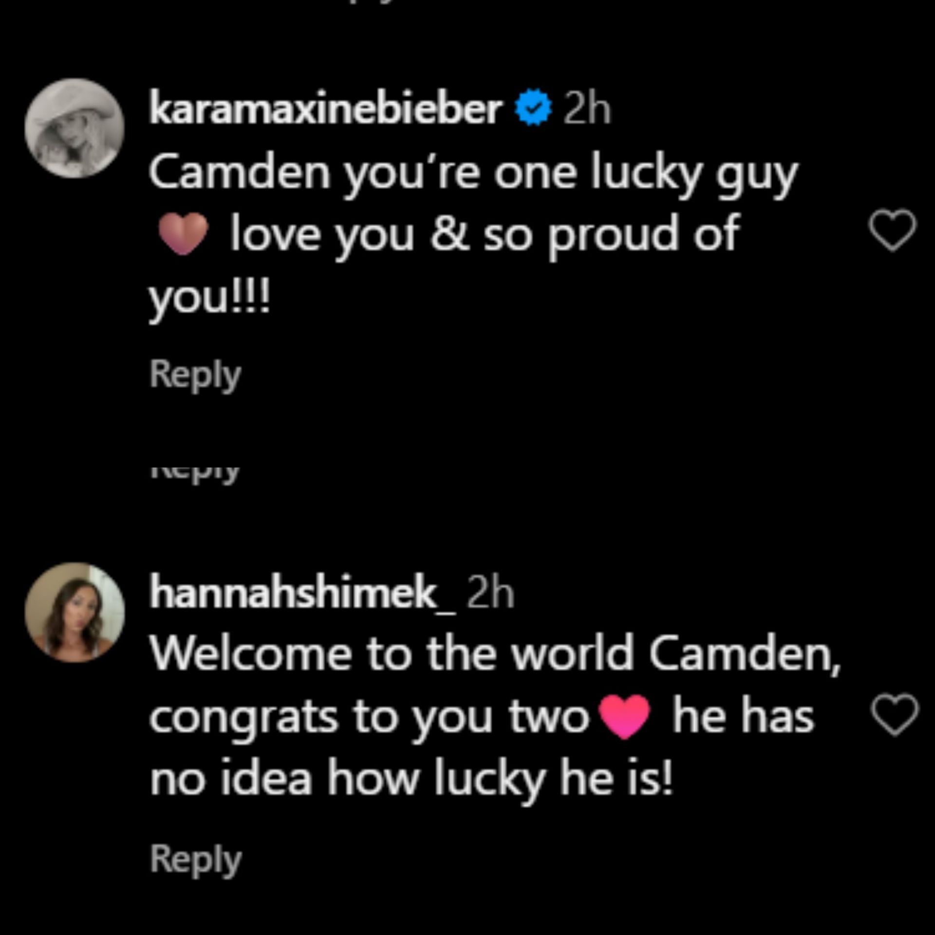 Screenshot of comments [Image Source: Instagram/madyseager]