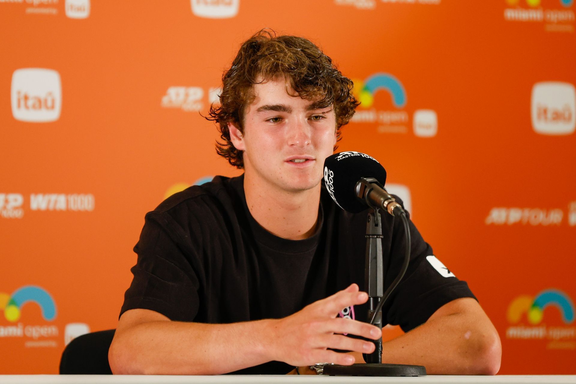 Joao Fonseca during a press conference at the 2025 Miami Open (Source: Getty)