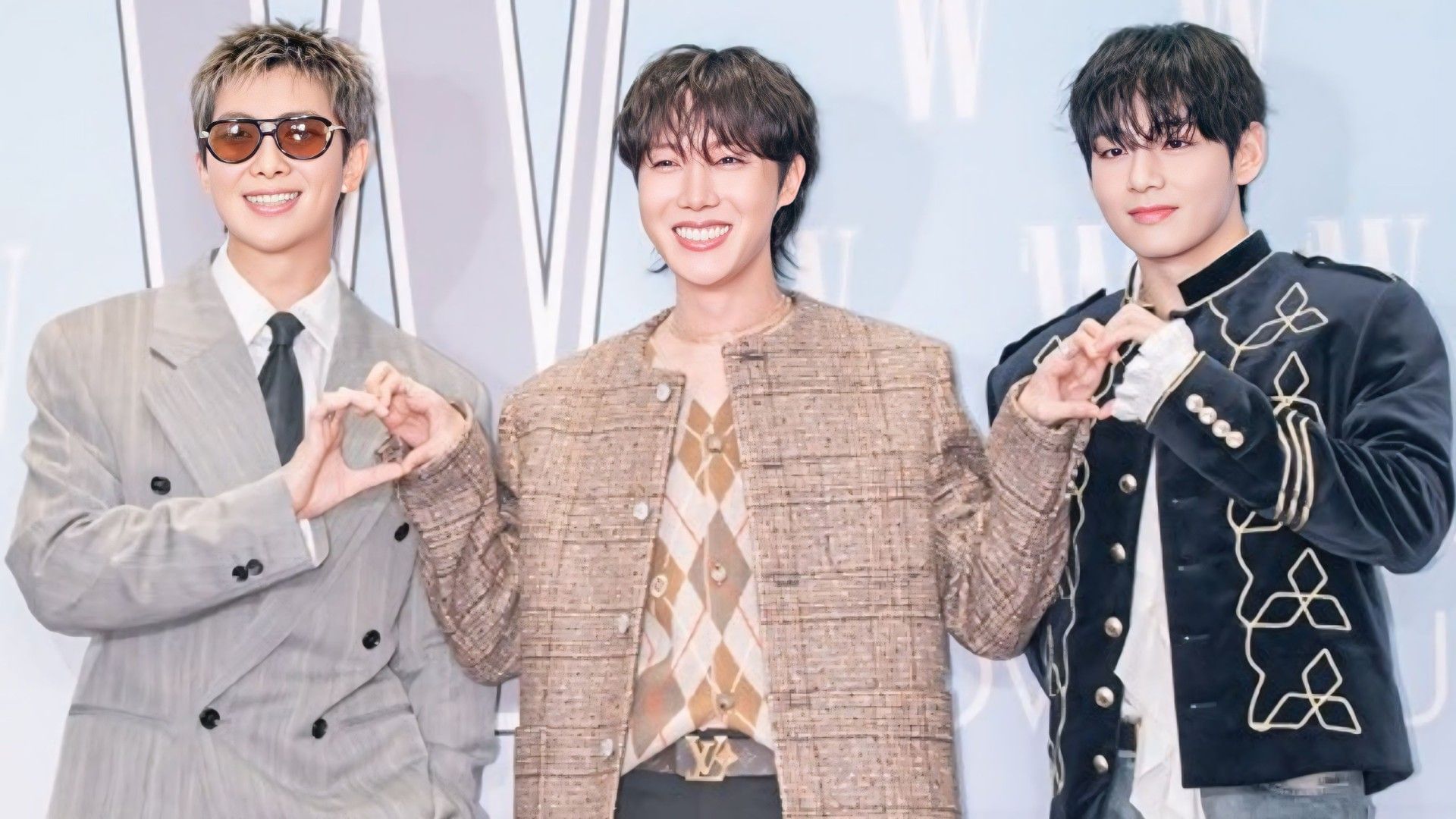 BTS RM, j-hope and Taehyung at the event (Image via YouTube/@wkorea)