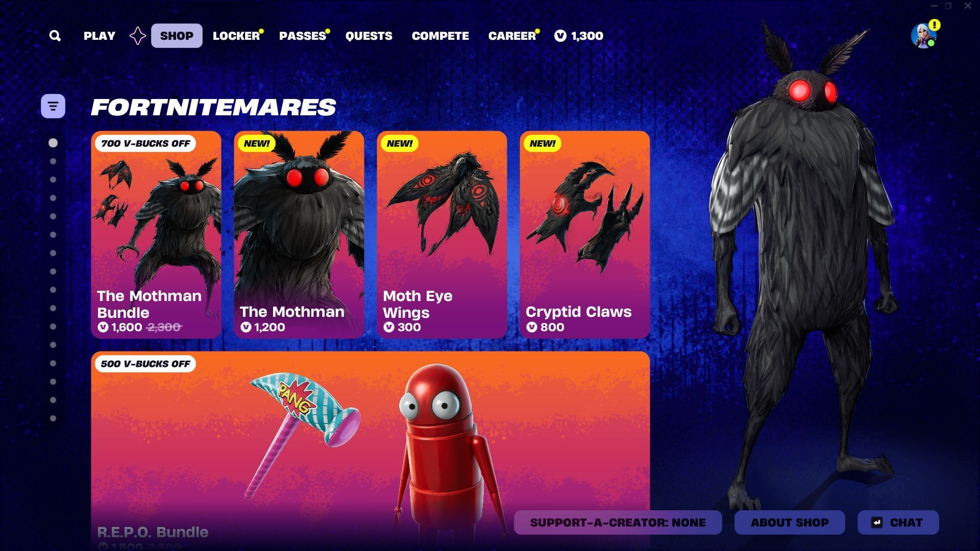 You can now purchase The Mothman skin in Fortnite (Image via Epic Games)