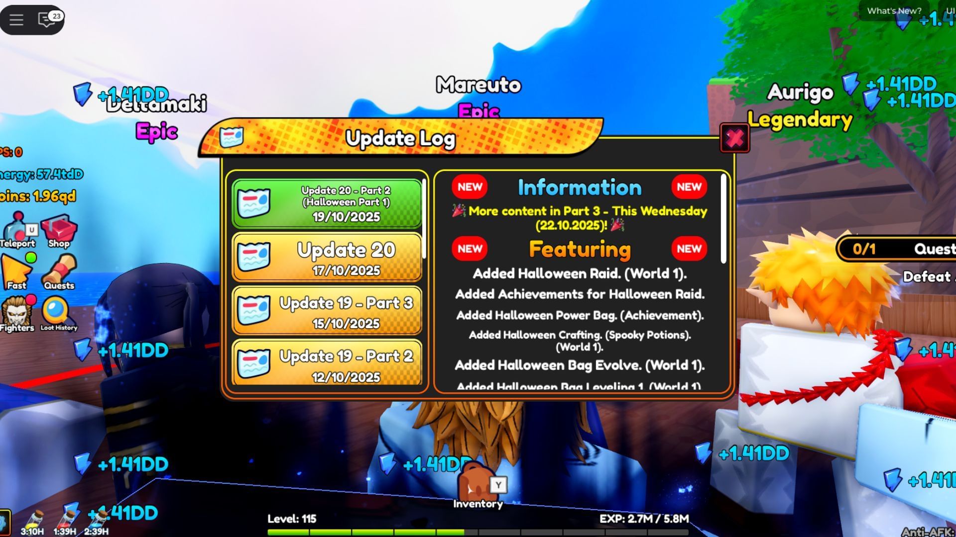 Developers have added Halloween Raid to World 1 with this update (Image via Roblox)
