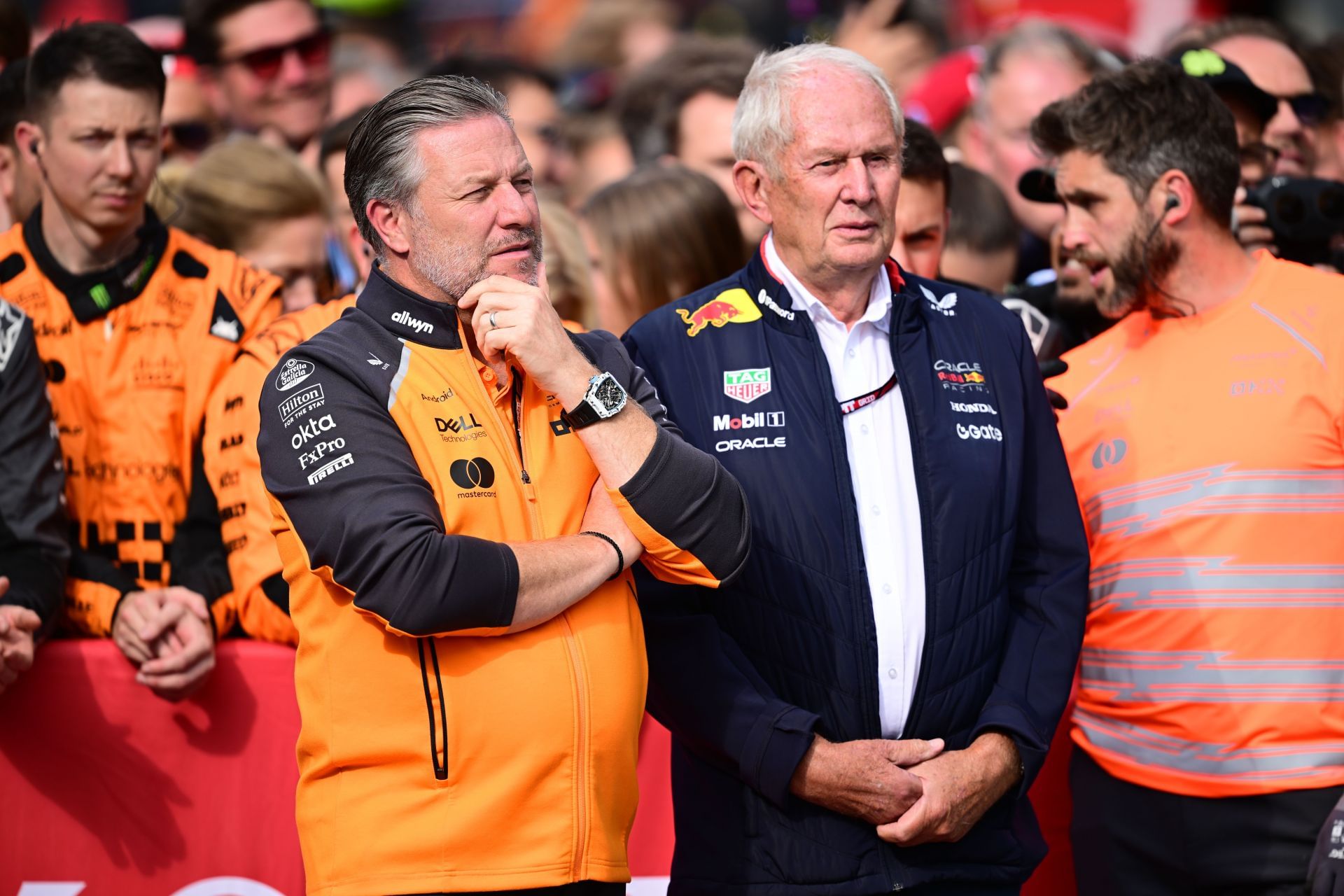 Zak Brown with Helmut Marko at the F1 Dutch Grand Prix - Source: Getty