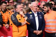 Zak Brown with Helmut Marko at the F1 Dutch Grand Prix - Source: Getty