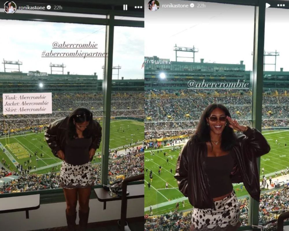 Ronika Stone Love&#039;s game-day look shines as the Packers secure a Week 6 victory [IG/@ronikastone]