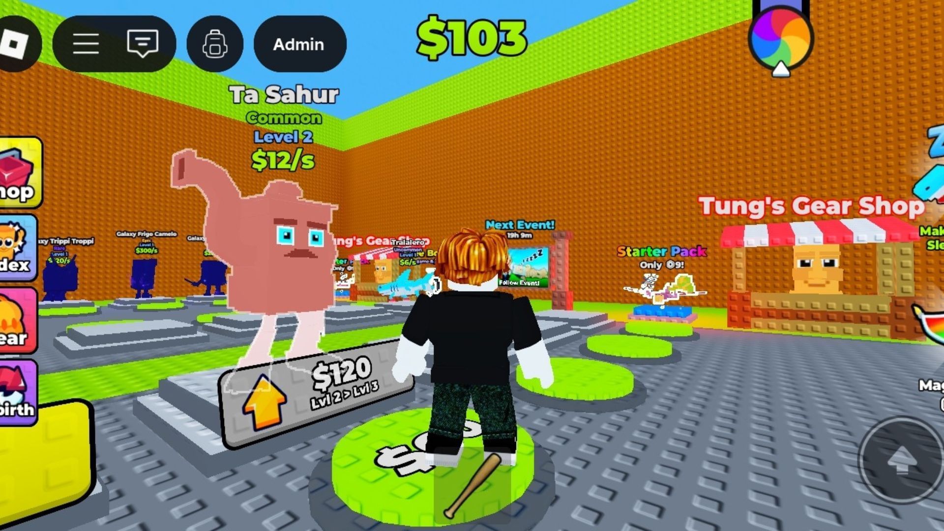 Using rares for early grind in Don&rsquo;t Wake the Brainrots (Image via Roblox)