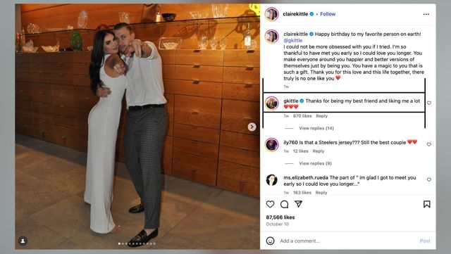 George Kittle dropped wholesome reaction to wife Claire's birthday tribute (Image Credit: Claire/IG)