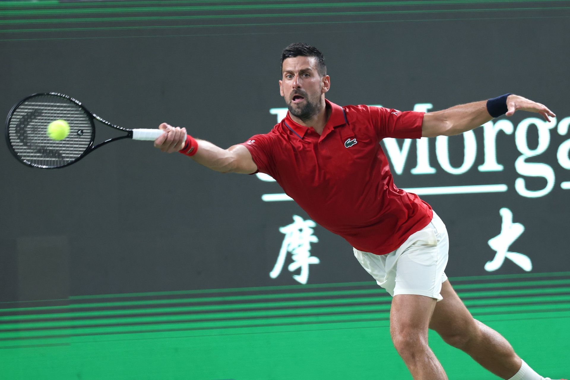 Djokovic in action at the 2025 Shanghai Rolex Masters - Day 5 - Source: Getty
