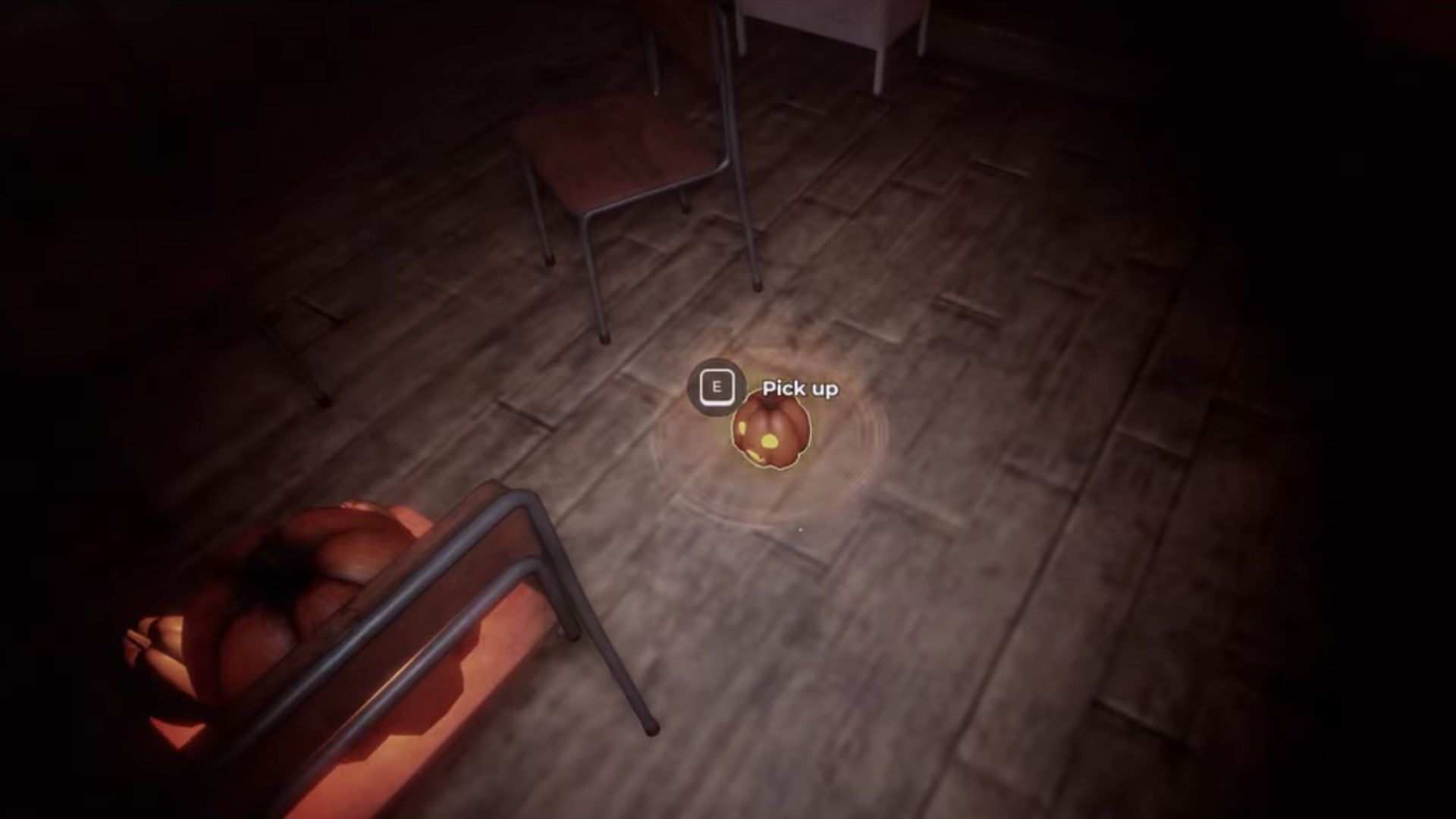 Press E to pick up a pumpkin (Image via Roblox)