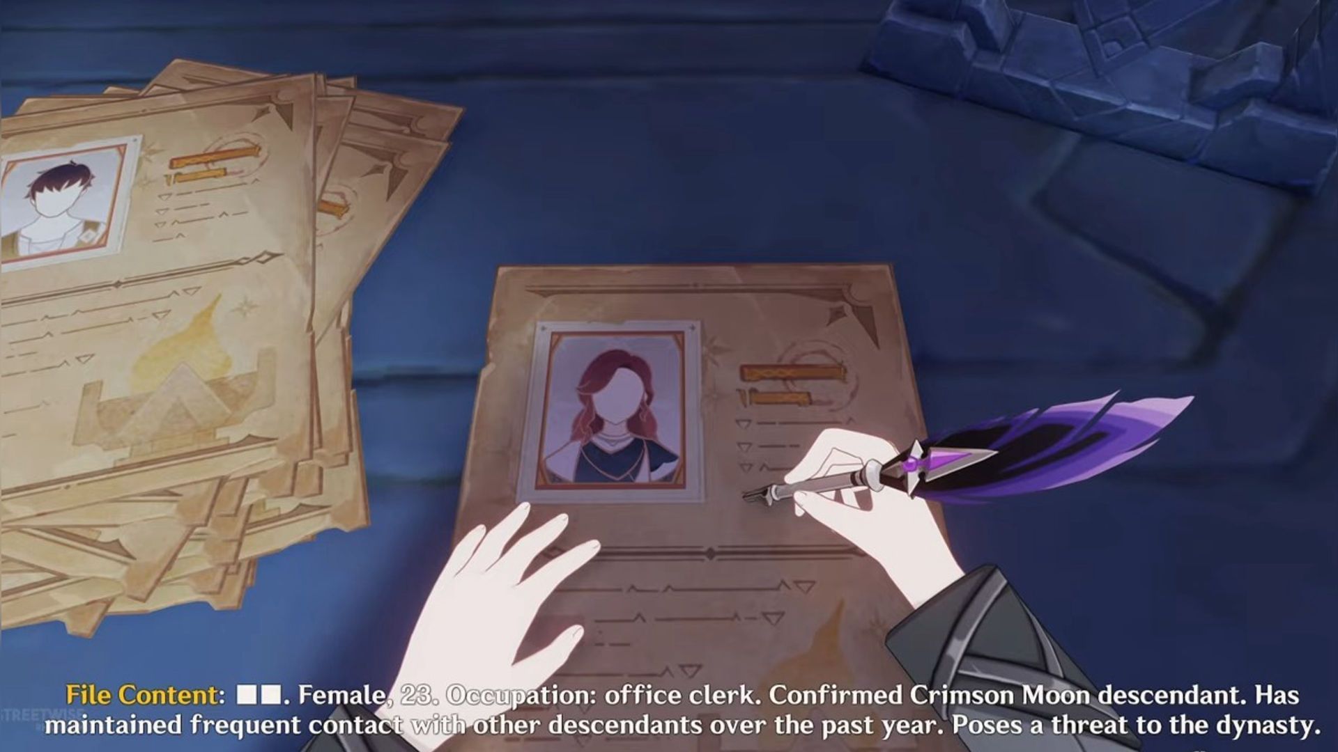Rerir&#039;s list of targets from the Crimson Moon Dynasty (Image via HoYoverse)