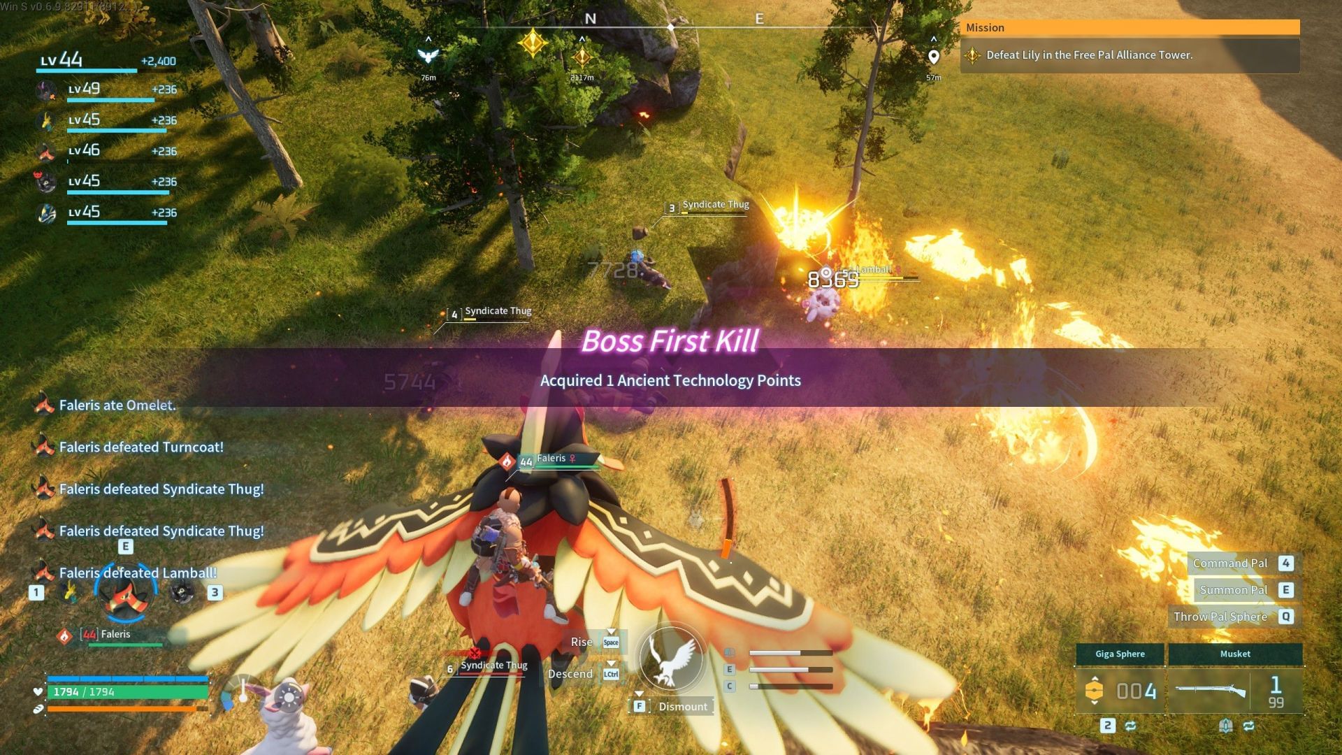 Defeating bosses is the main mode of obtaining Ancient Technology Points early in the game (Image via Pocket Pair)