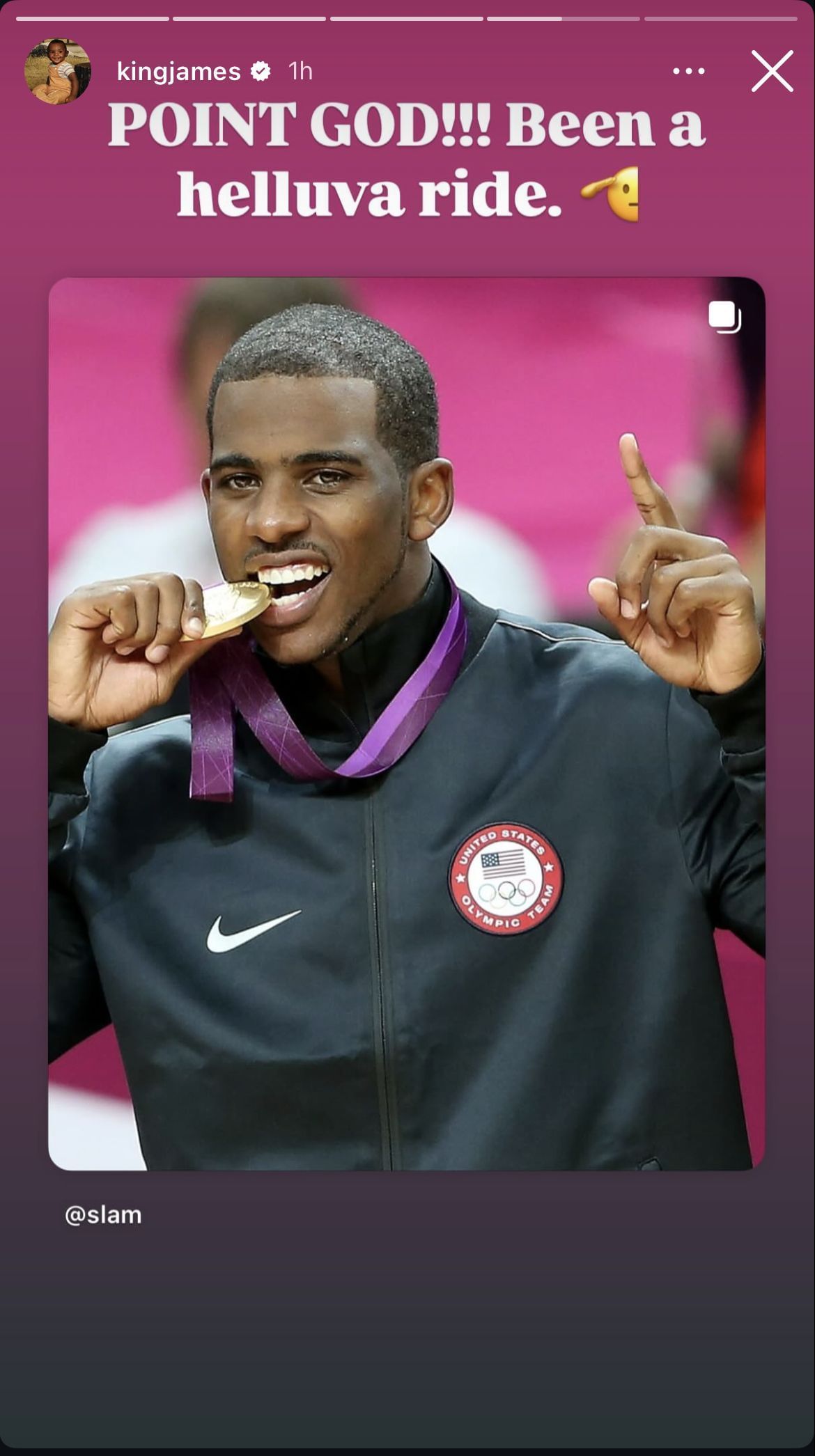 LeBron James&rsquo; heartfelt message to the Point God (Photo via Instagram @kingjames)
