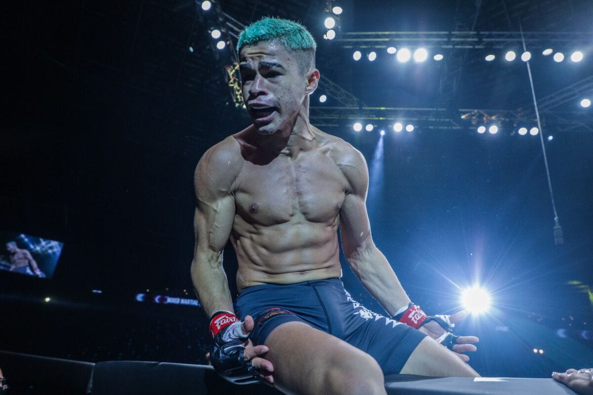 Brazilian MMA superstar Fabricio Andrade (pictured) celebrates his triumph over Jeremy Pacatiw in 2022. [Image: ONE Championship] 