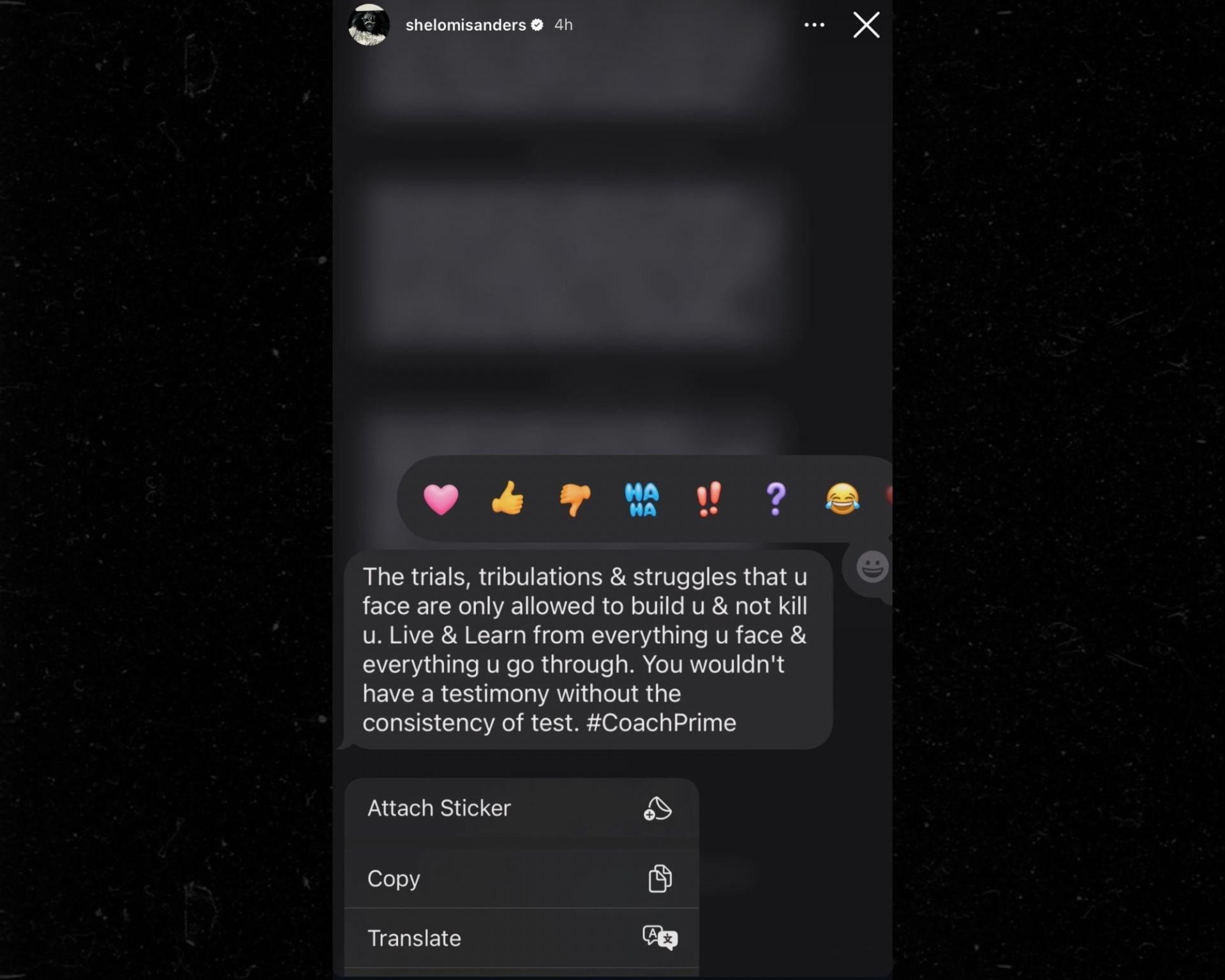 Shelomi Sanders&#039; other Instagram story on Wednesday (Credits: IG/@shelomisanders)