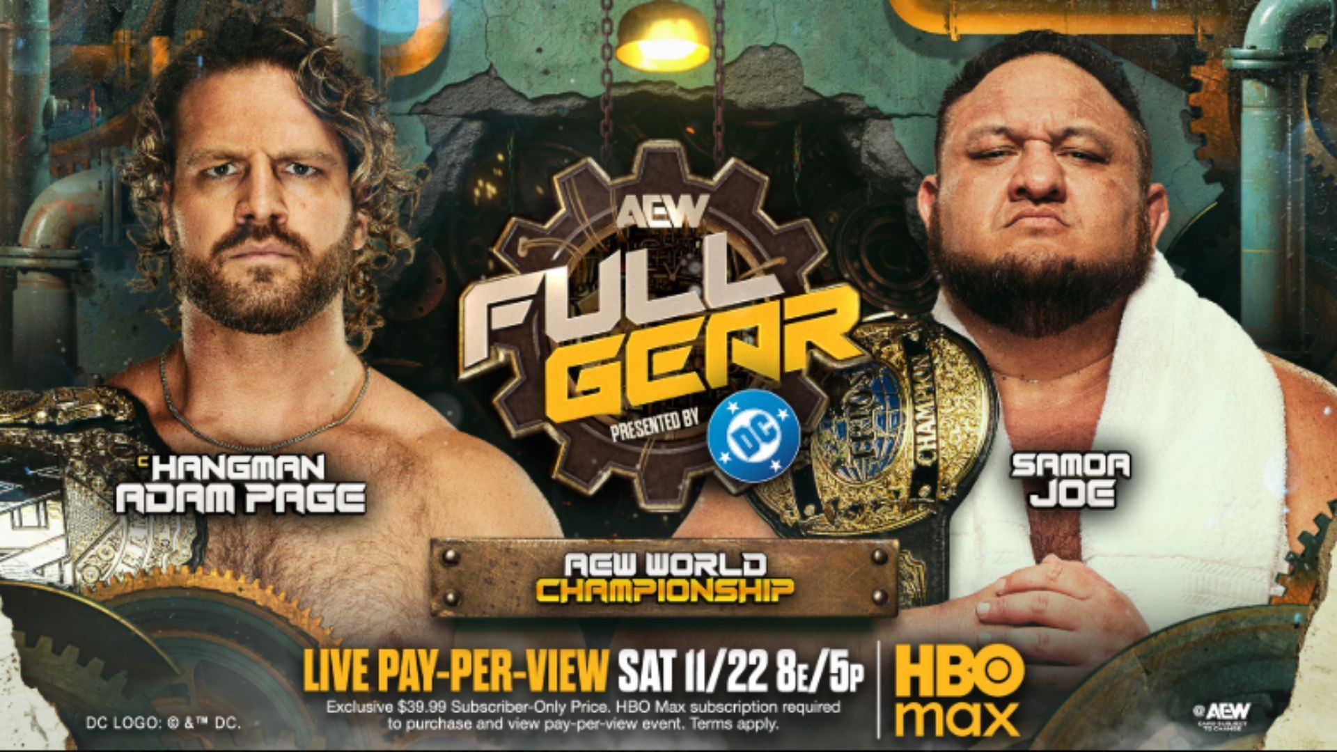 Official match graphic for Hangman Page vs Samoa Joe at Full Gear [Image Credits: AEW&#039;s X profile]