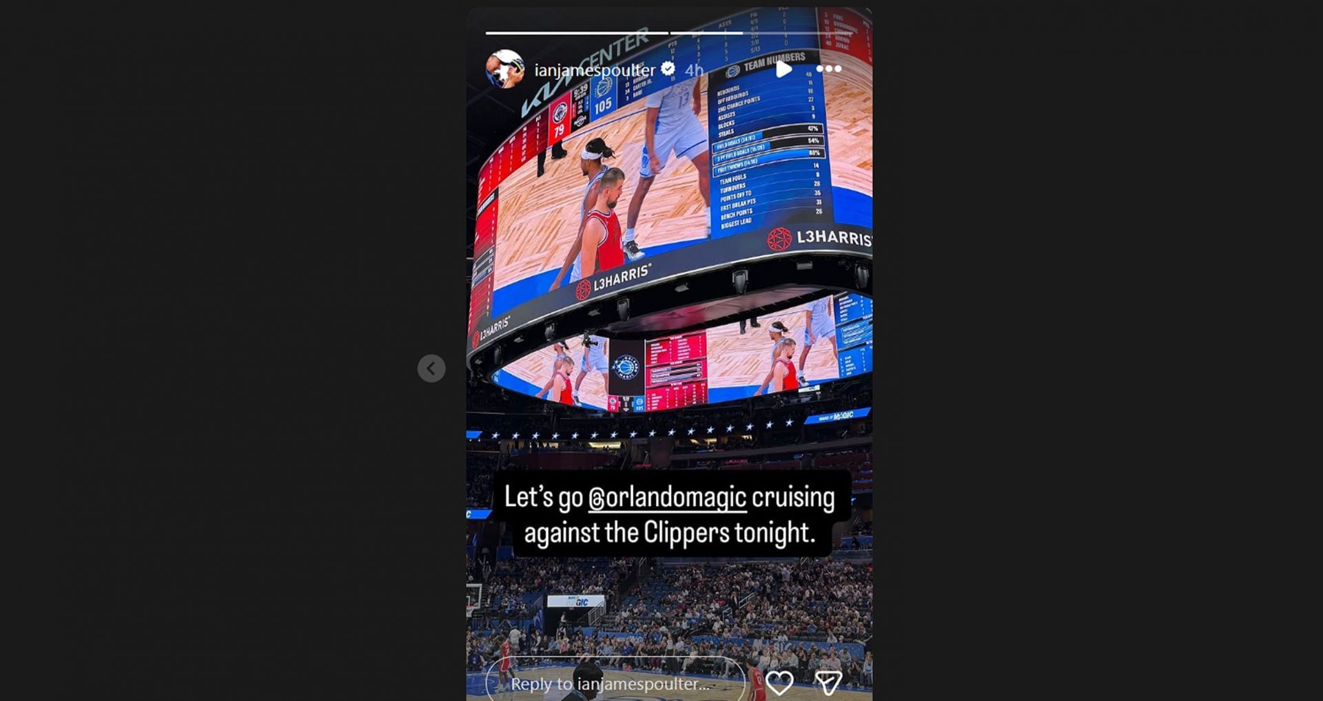 Ian Poulter spends time watching an NBA game/@ianjamespoulter