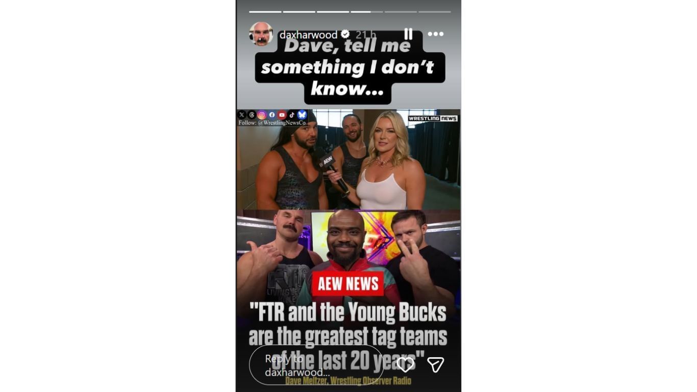 Dax Harwood&#039;s IG story [Screengrab taken from Instagram]