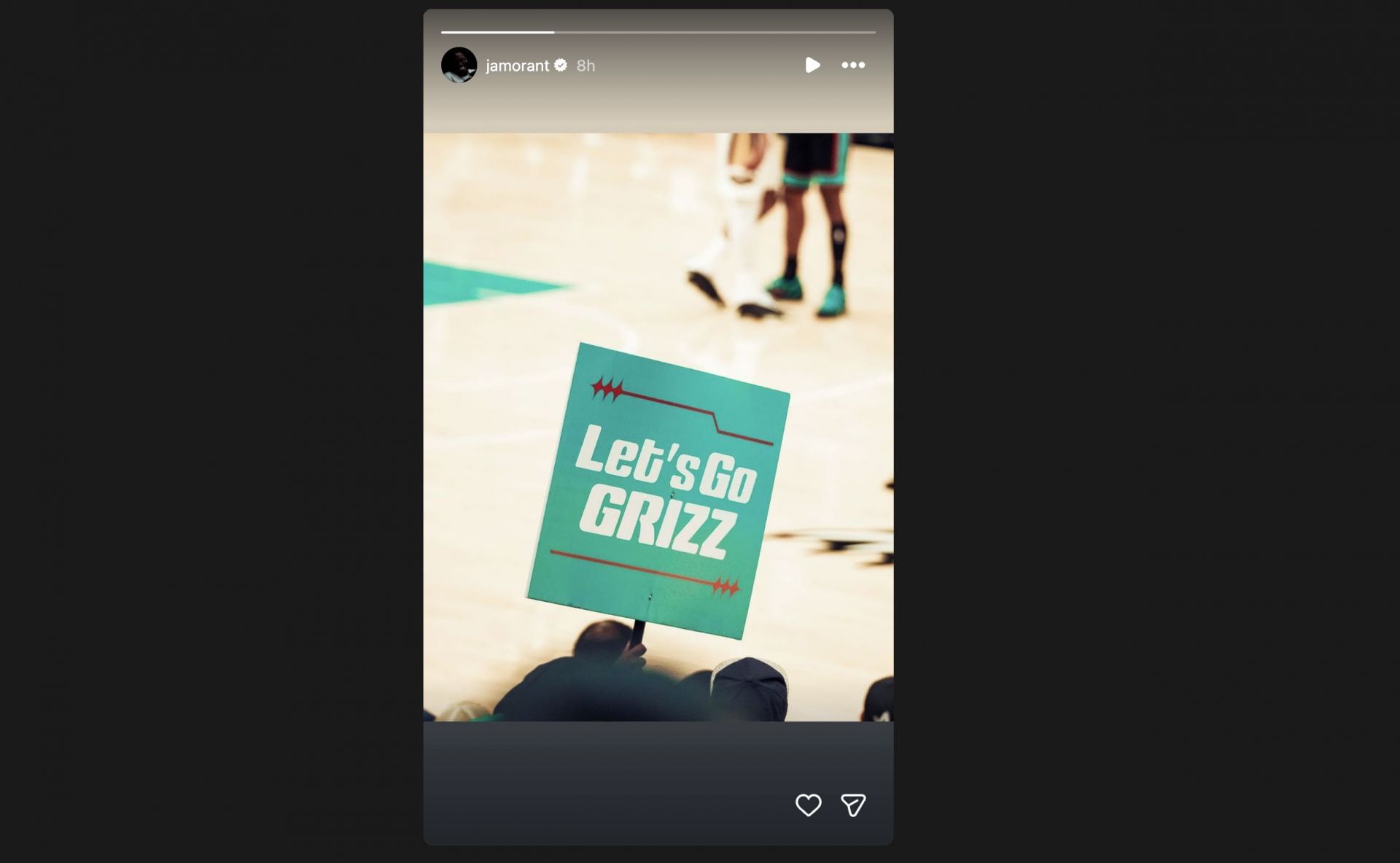 Ja Morant&#039;s Instagram story during Grizzlies vs Raptors (via @jamorant on Instagram)