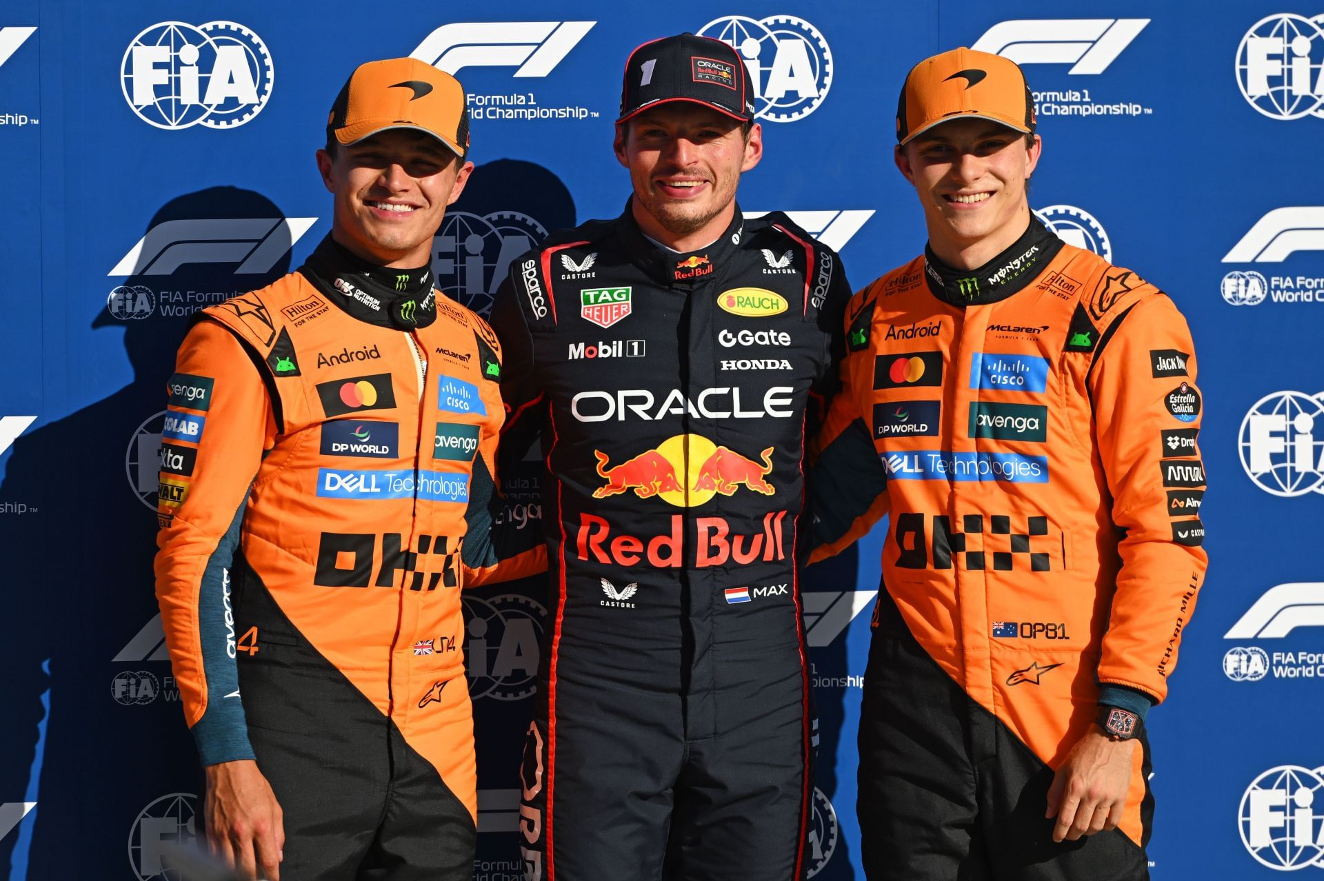 Max Verstappen, Lando Norris and Oscar Piastri at the Italian Grand Prix - Source: Getty