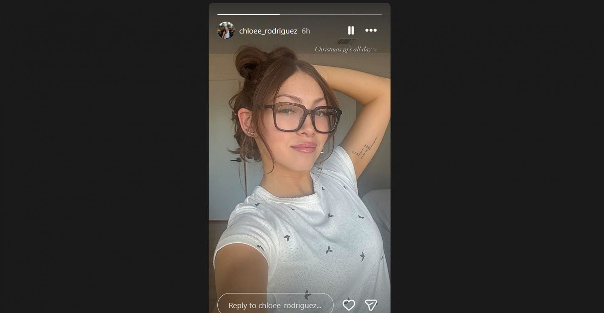 Cam Skattebo&rsquo;s GF Chloe Rodriguez shows off messy hairstyle in Christmas PJ&rsquo;s [PIC]/@chloee_rodriguez