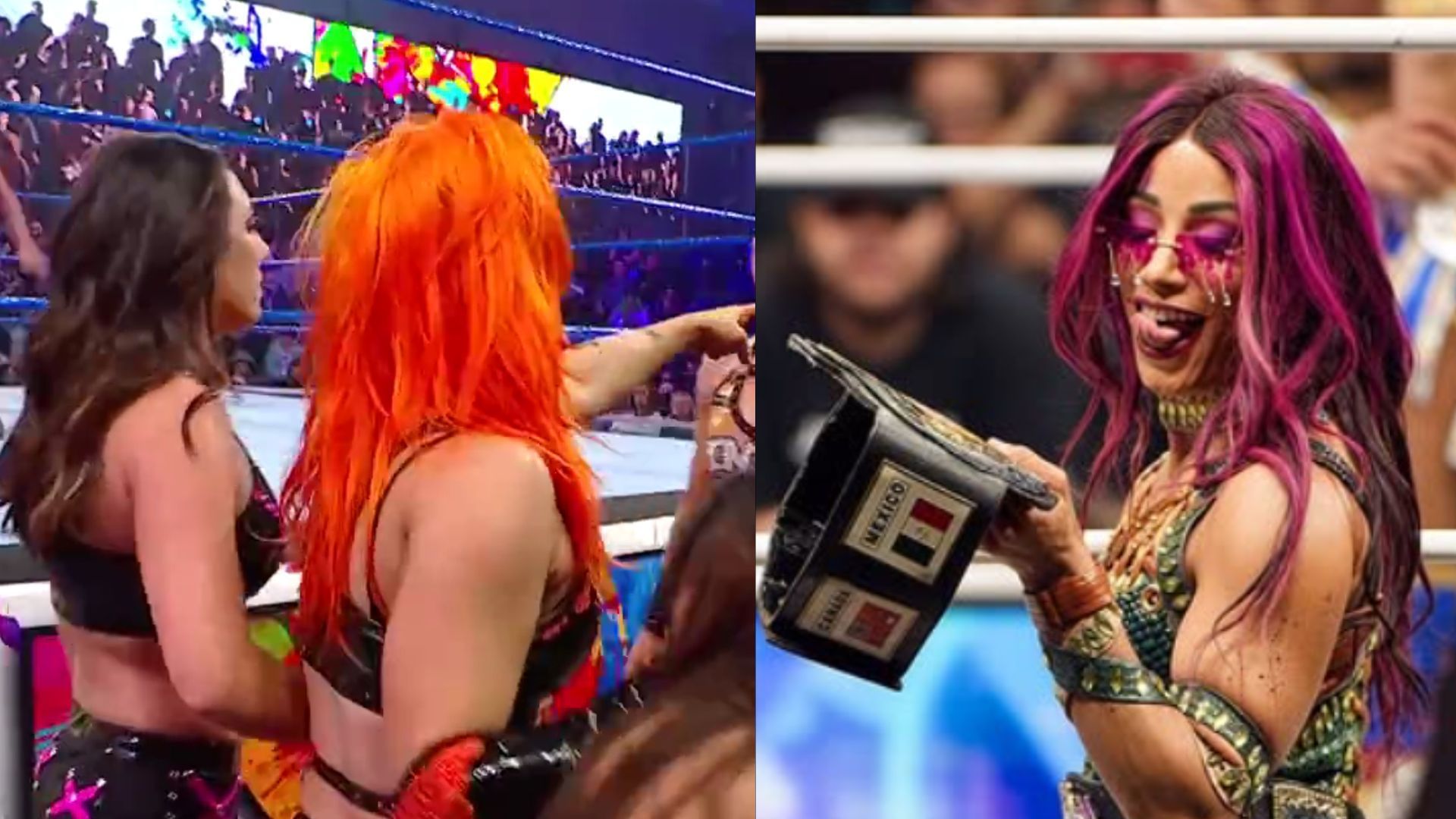 A former WWE star might join forces with Mercedes Mone at Blood &amp; Guts. (Images via WWE YouTube and AEW Instagram) 