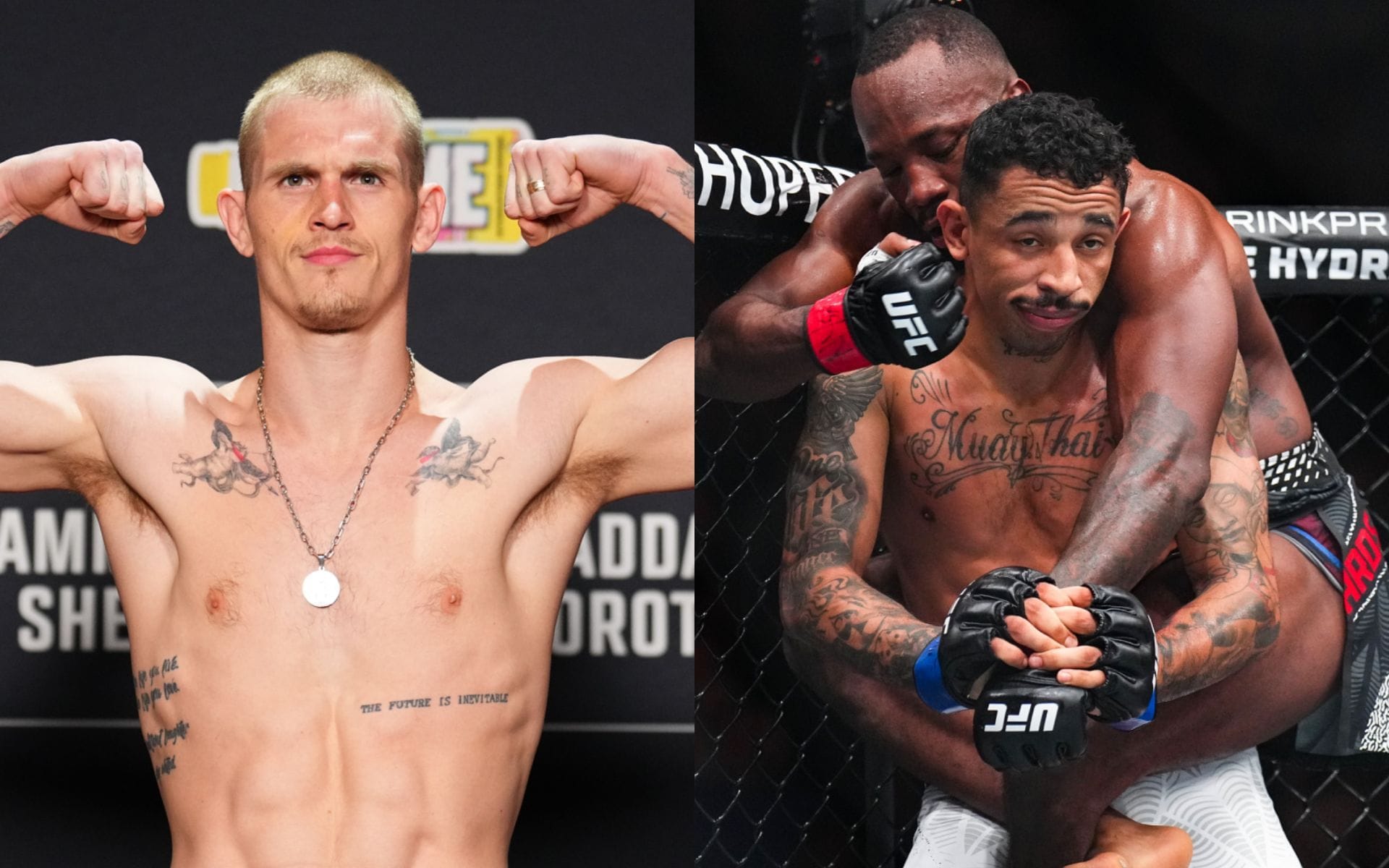 Ian Machado Garry (left) on the Leon Edwards vs. Carlos Prates fight (right) at UFC 322. [Images courtesy: Getty Images]