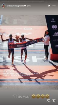 Sydney McLaughlin-Levrone reacts to the close finish | Instagram@sydneymclaughlin16