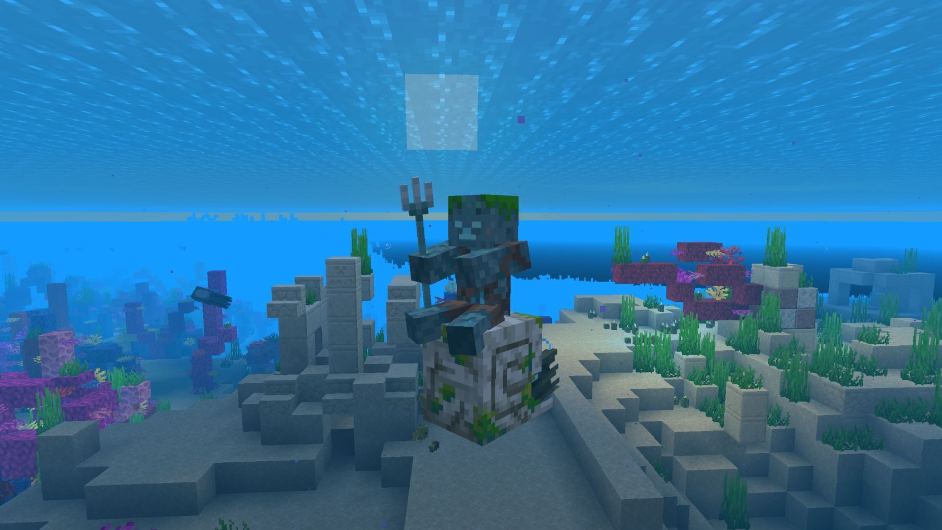 Zombie Nautilus will spawn with Drowned Zombie mount wielding a trident (Image via Mojang Studios || Minecraft Wiki)