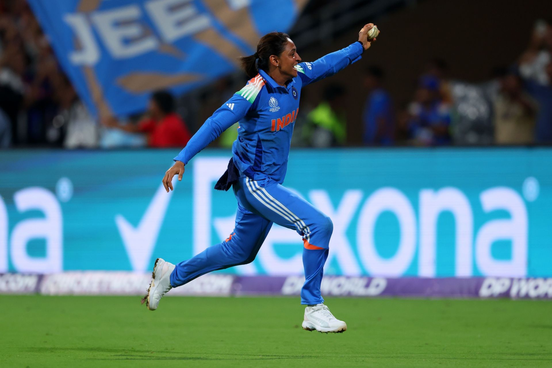 Harmanpreet Kaur took the final catch to seal India&#039;s win in the Women&#039;s World Cup 2025 final. [P/C: Getty]