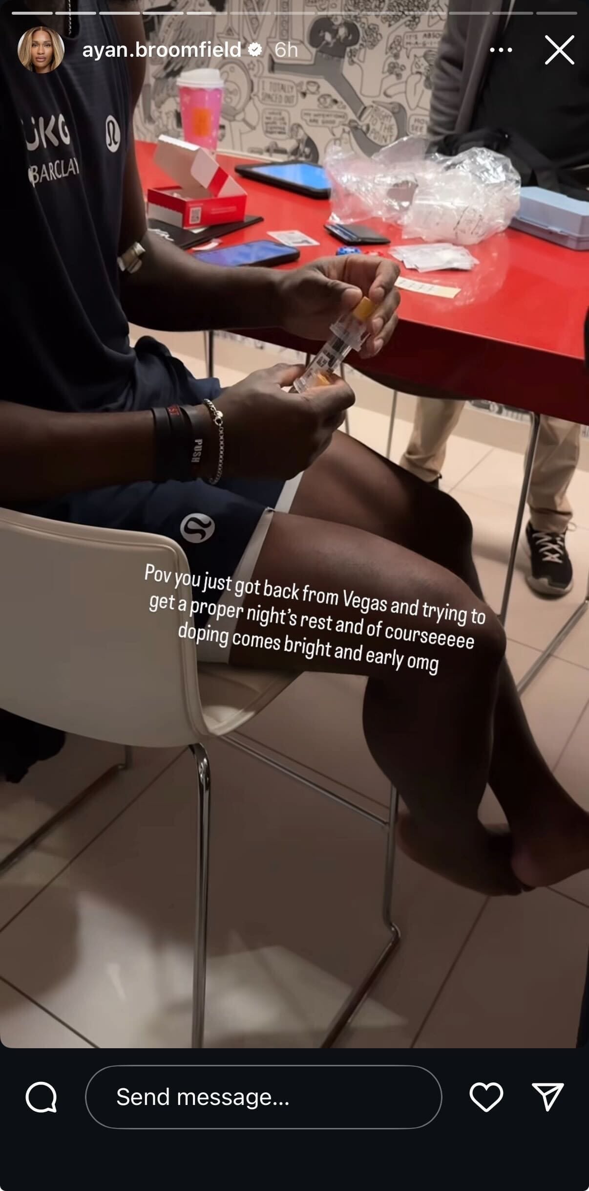 Broomfield's Instagram Story (Source: Instagram/ayan.broomfield)