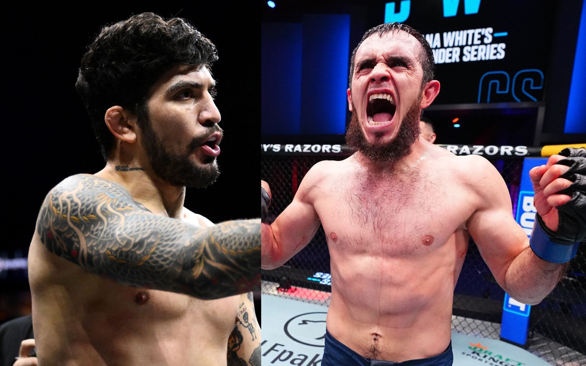 Dillon Danis (left) was attacked by Magomed Zaynukov (right) at UFC 322. [Images courtesy: Getty]