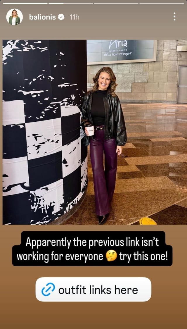 Amanda Balionis's story - via @balionis on Instagram