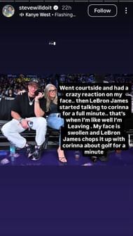 Stephen Deleonardis' Instagram story accusing Lakers stars of flirting with his girlfriend.