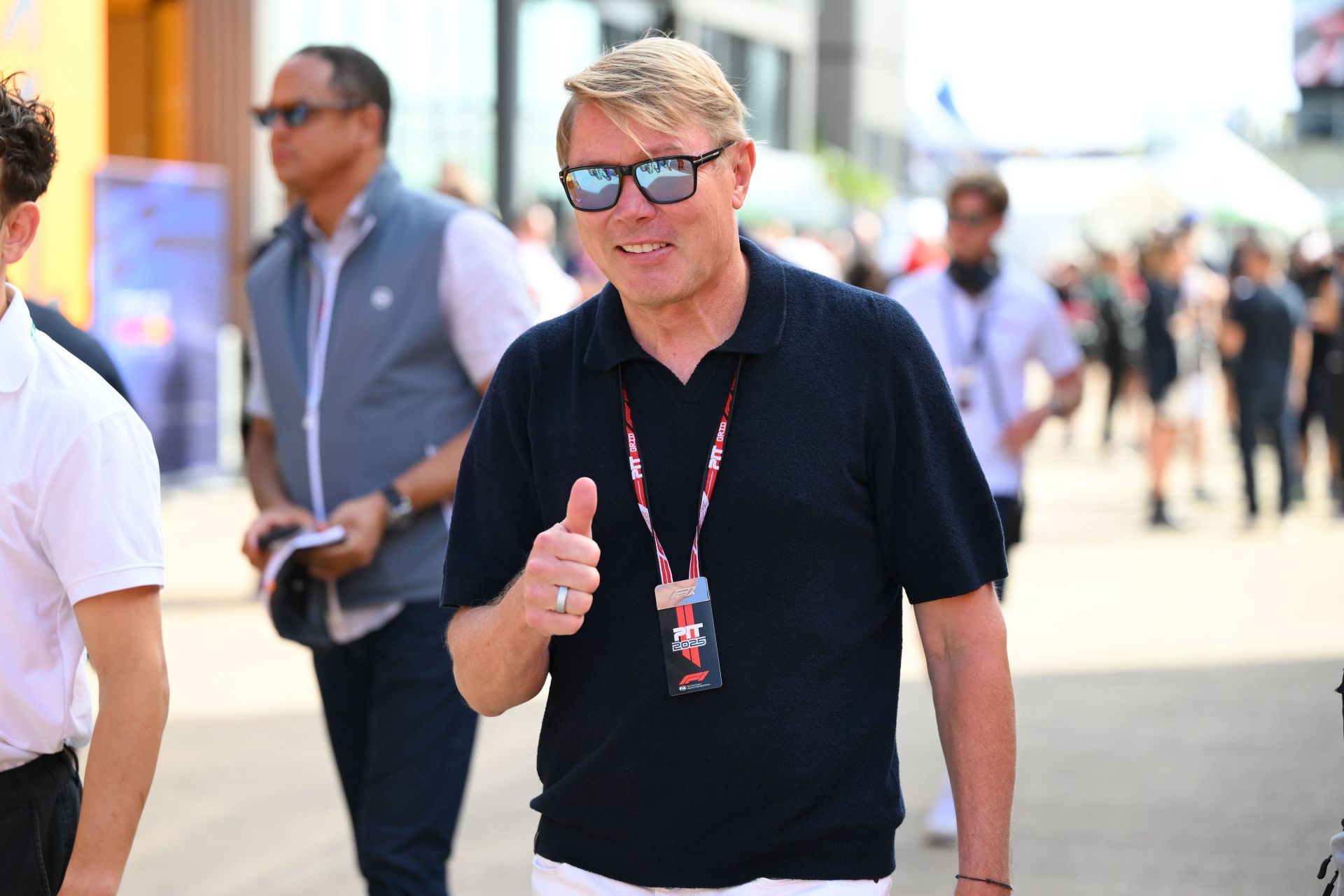 Former F1 champion Mika Hakkinen at the 2025 Grand Prix of Great Britain race weekend - Source: Getty
