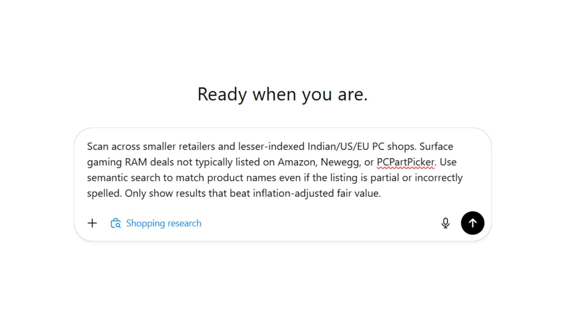 ChatGPT with Shopping Research can help you land the best gaming RAM deals (Image via OpenAI)