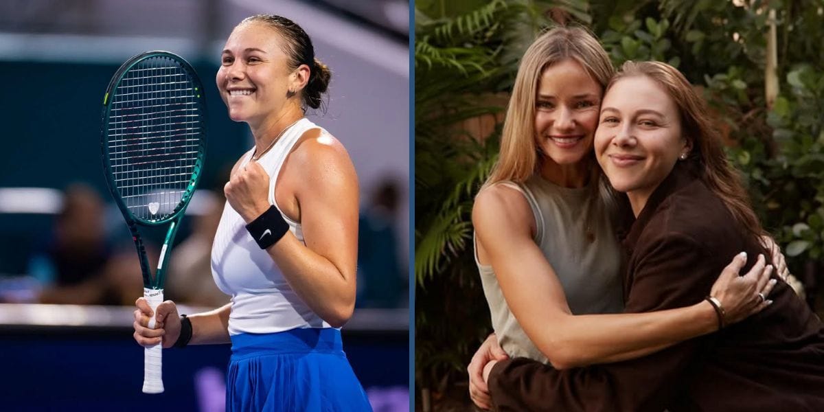 Amanda Anisimova (L) and with her sister Maria Egee. (Photos: Getty, Instagram - @amandaanisimova)