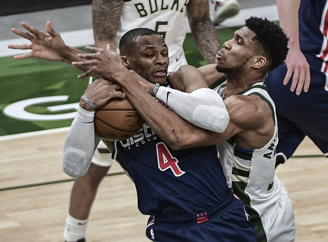 How Is That Not a Flagrant" - NBA Fans Go Wild as Russell Westbrook Tangles Up Giannis Antetokounmpo Sparking Near Bucks-Kings Brawl