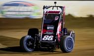 Kyle Larson (86) in the 2021 USAC BC39 Stoops Pursuit at the IMS dirt track. Source: Imagn