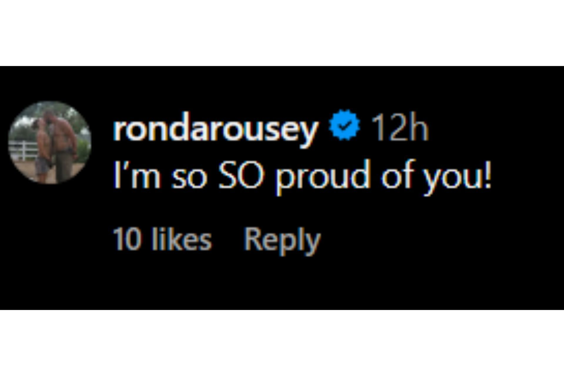 Ronda&#039;s comment on Marina Shafir&#039;s Instagram post about AEW Blood and Guts