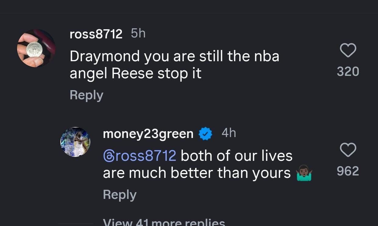 Draymond Green&rsquo;s response to a fan (Photo- Instagram @draymondgreenshow)