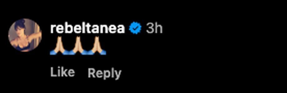 Screengrab of Rebel&#039;s comment (Image credit: Tonga Loa&#039;s Instagram account)