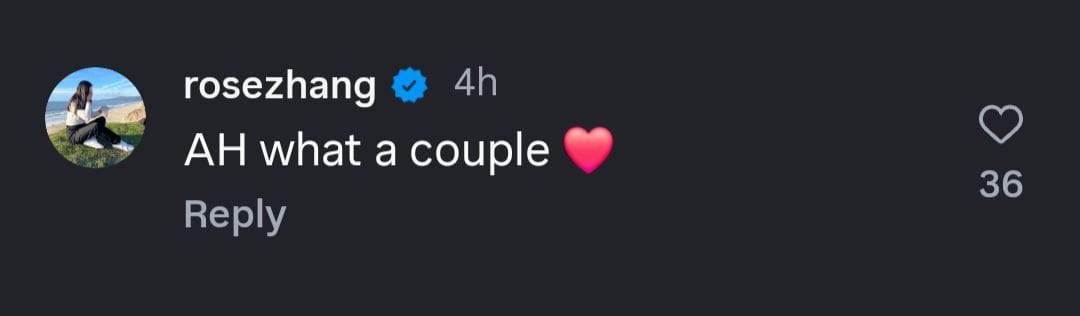 Rose Zhang&#039;s comment below the post