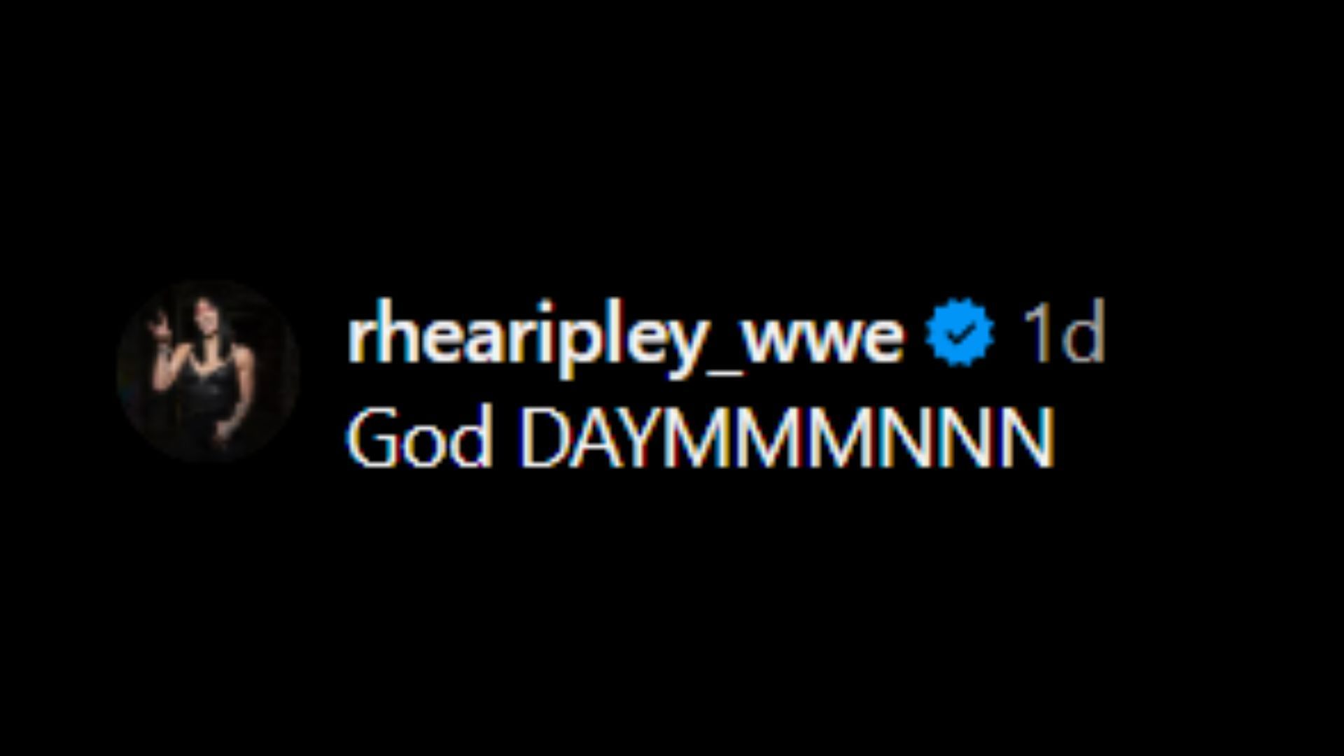 Screenshot of Rhea Ripley&#039;s comment [Image via: @snm_buddy on Instagram]