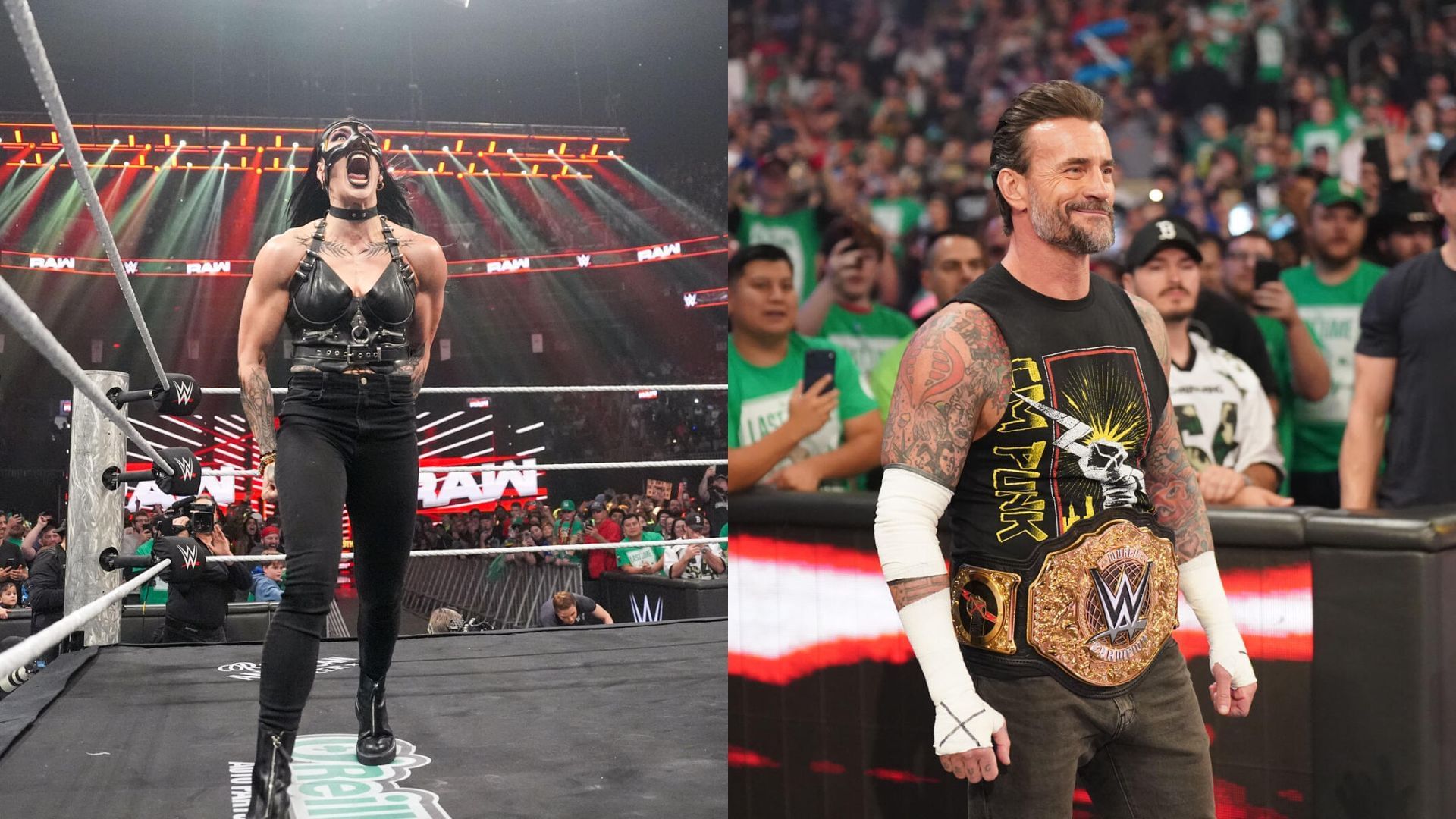 CM Punk and Rhea Ripley react to controversial WWE title change