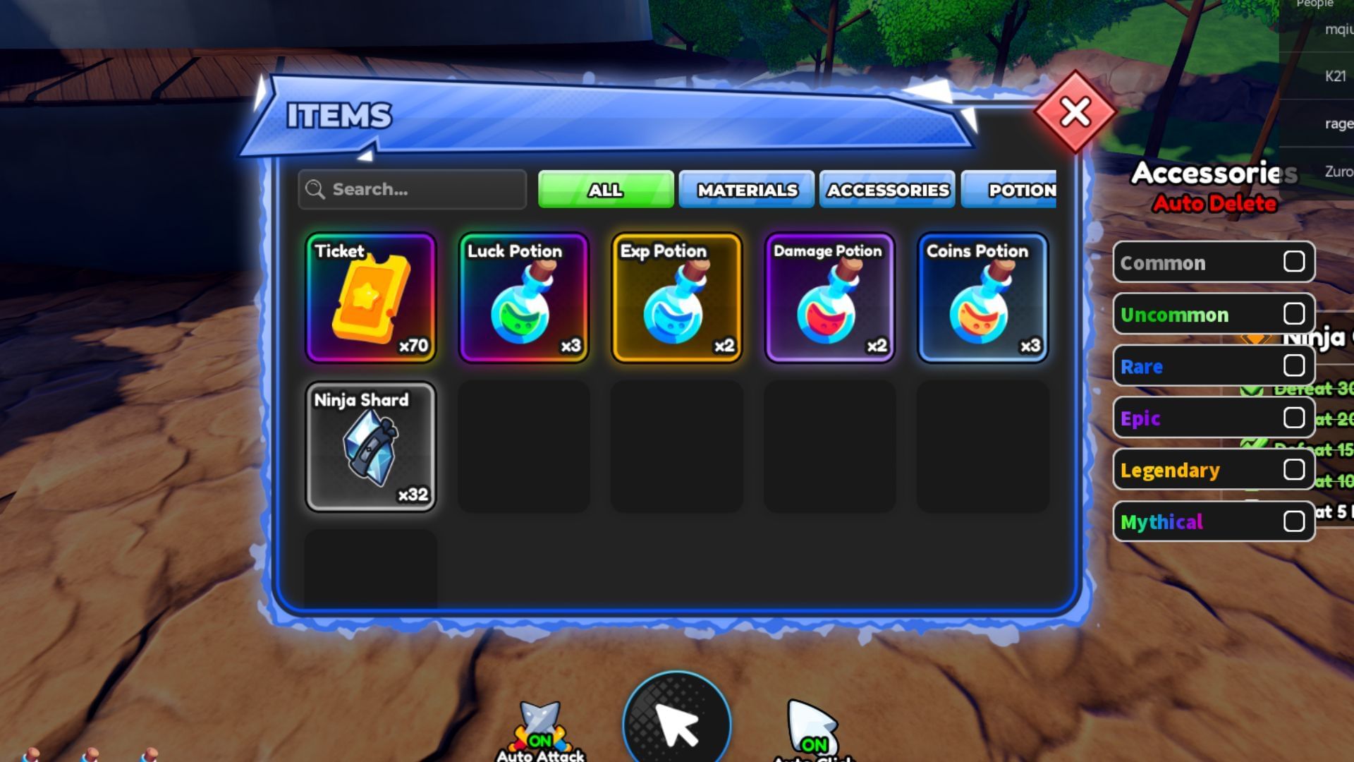 Potions will provide you with boosts in fights (Image via Roblox)
