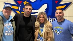 Milan Lucic's wife Brittany hypes his AHL debut for the T-Birds at a sold-out MassMutual Center