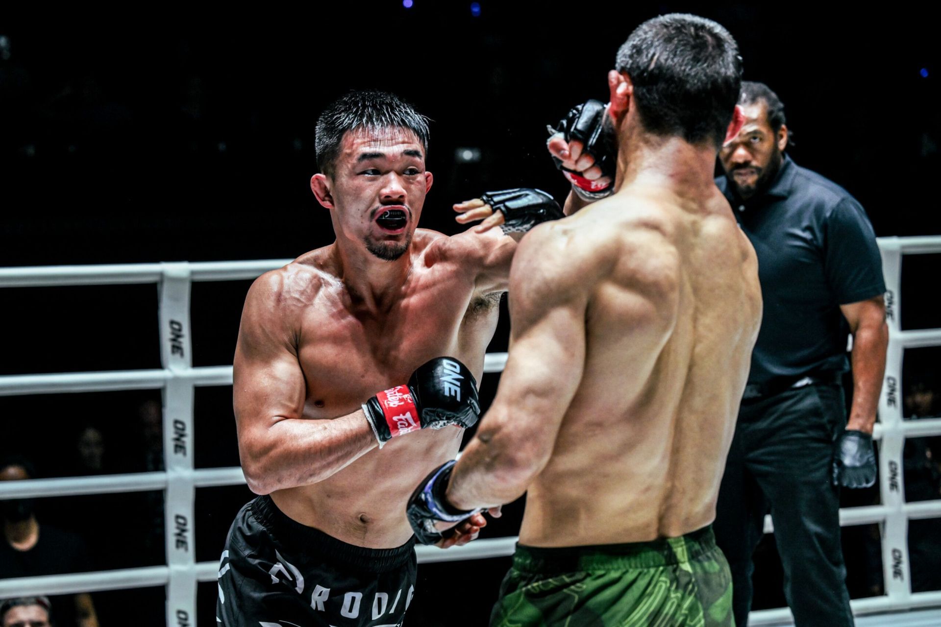 Christian Lee (left) in action against Alibeg Rasulov in their world title fight last year. [Image: ONE Championship]