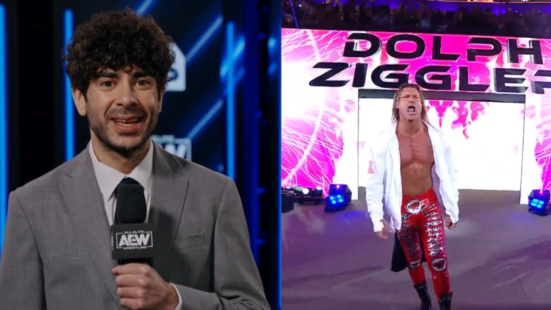 Tony Khan (left) / Dolph Ziggler (right) [Image Credits: AEW. WWE on X]